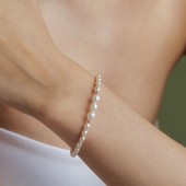 Bratara cu perle naturale si argint placat cu aur roz 39 cm DiAmanti 254-106B-G